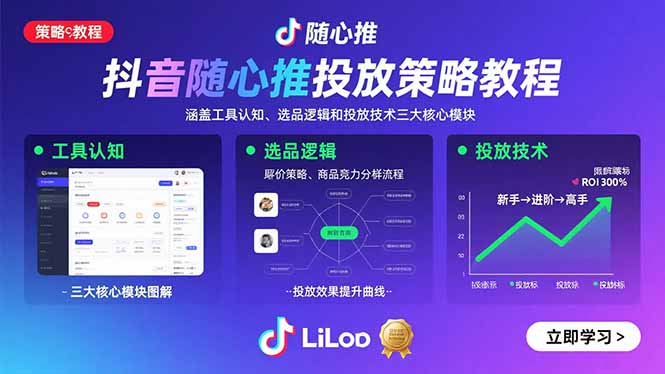抖音随心推投放策略教程：涵盖工具认知、选品逻辑和投放技术三大核心模块-众创网