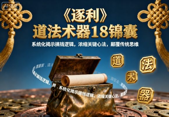 《逐利》道法术器18锦囊，系统化揭示搞钱逻辑，浓缩关键心法，颠覆传统思维-众创网