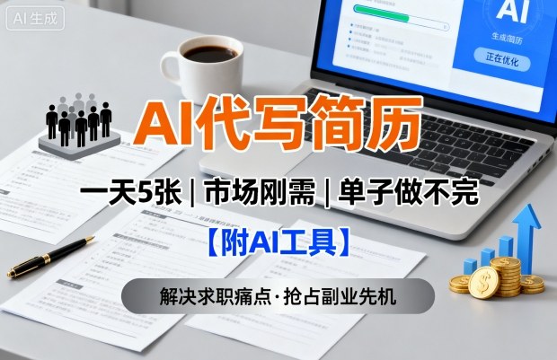 AI代写简历，一天5张，今年找工作难，市场刚需，单子做不完【附AI工具】-众创网