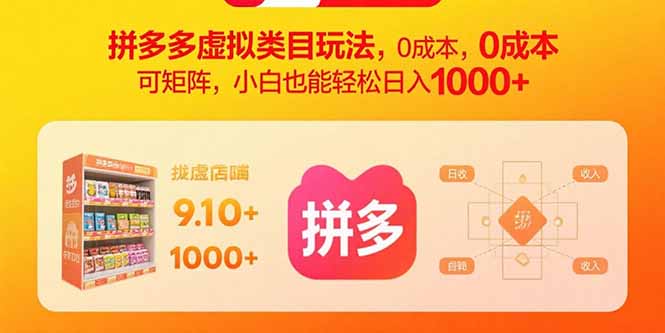 拼多多虚拟类目玩法，0成本，可矩阵，小白也能轻松日入1000+-众创网