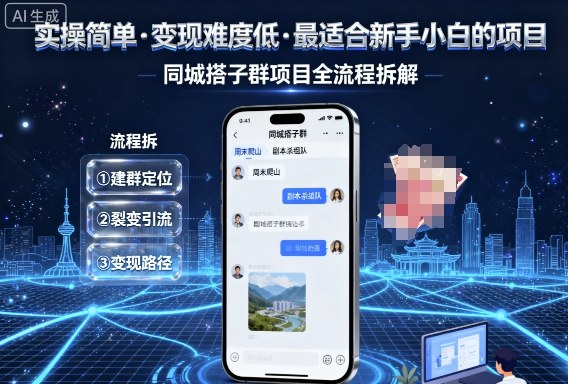 实操简单，变现难度低，最适合新手小白做的项目，每天轻松收入3张，同城搭子群项目全流程拆解-众创网