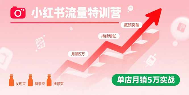 小红书流量特训营：突破流量瓶颈，实现店铺持续增长，单店月销5万实战-众创网