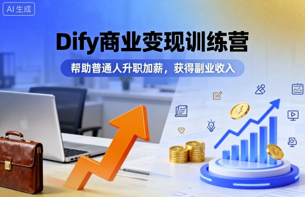 Dify商业变现训练营，帮助普通人升职加薪，获得副业收入-众创网