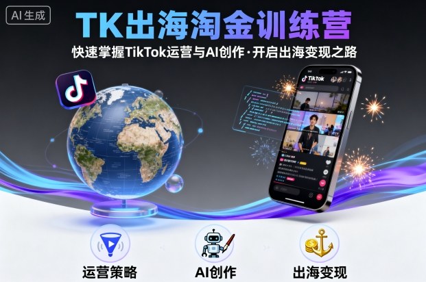 TK出海淘金训练营，助你快速掌握TikTok运营与AI创作，开启出海变现之路-众创网