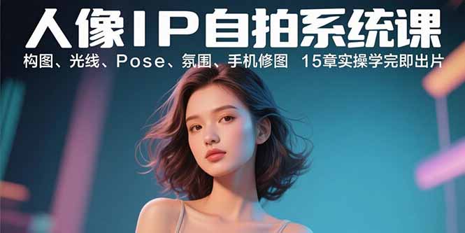 人像IP自拍系统课：构图、光线、Pose、氛围、手机修图 15章实操学完即出片-众创网