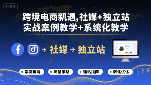 跨境电商新机遇，社媒+独立站，实战案例教学+系统化教学-众创网
