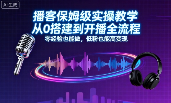 播客保姆级实操教学，从0搭建到开播全流程，零经验也能做，低粉也能高变现-众创网