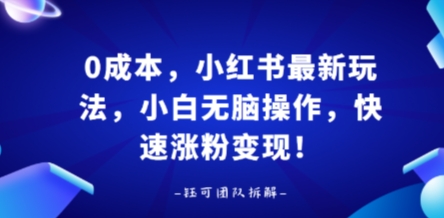 0成本，小红书最新玩法，小白无脑操作，快速涨粉变现-众创网