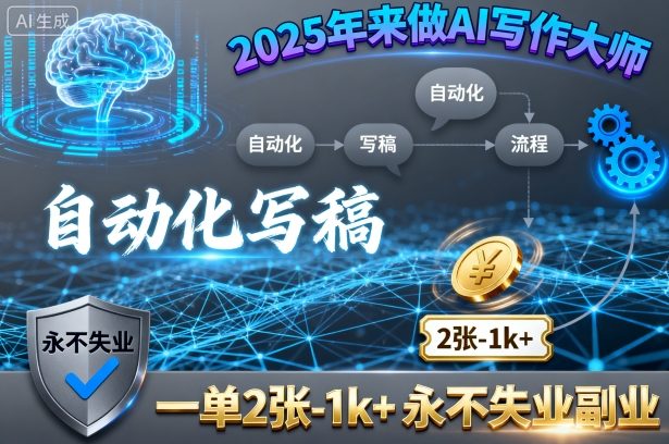 2025年来做AI写作大师，自动化写稿，一单2张-1k+，永不失业副业-众创网