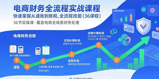 电商财务全流程实战课程：快速掌握从建账到报税的全流程技能(36节课-众创网
