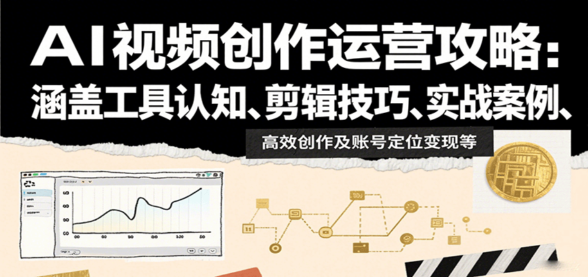 AI视频创作运营攻略：涵盖工具认知、剪辑技巧、实战案例、高效创作及账号定位变现等-众创网