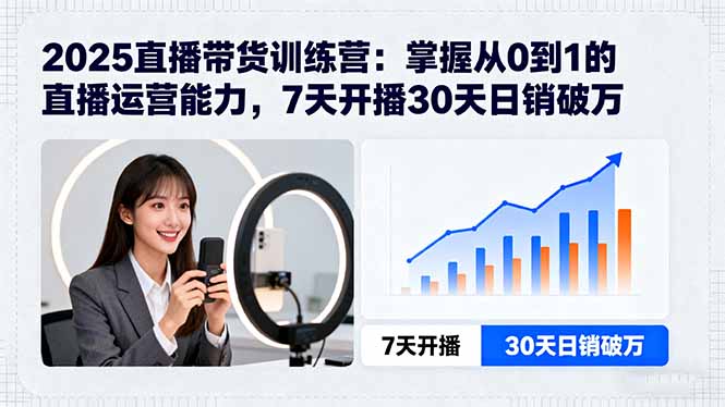 2025直播带货训练营：掌握从0到1的直播运营能力，7天开播30天日销破万-众创网