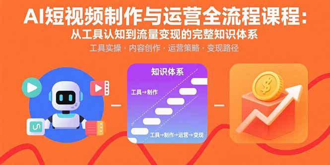 AI短视频制作与运营全流程课程：从工具认知到流量变现的完整知识体系-众创网