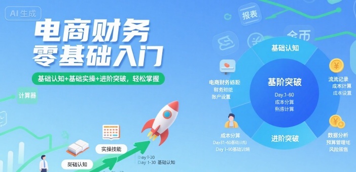 电商财务零基础入门，基础认知+基础实操+进阶突破，轻松掌握-众创网