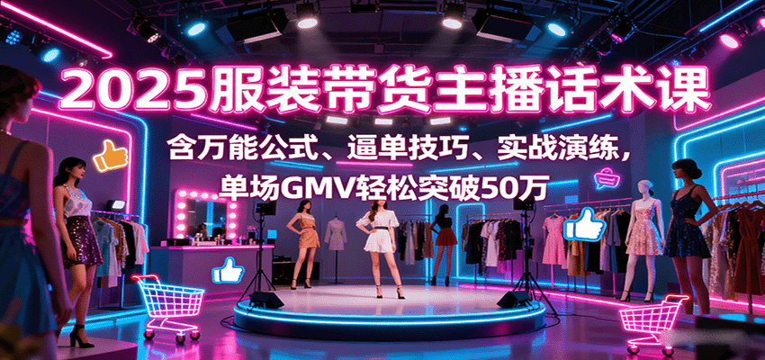 2025服装带货主播话术课，含万能公式、逼单技巧、实战演练，单场GMV轻松突破50万-众创网