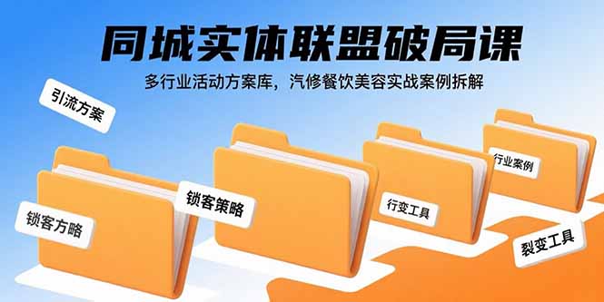 同城实体联盟破局课，多行业活动方案库，汽修餐饮美容实战案例拆解-众创网