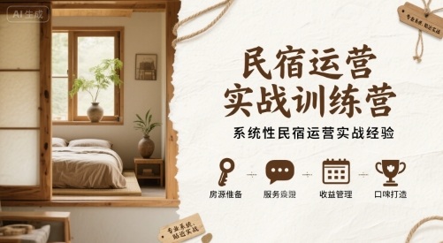 民宿运营实战训练营，系统性民宿运营实战经验-众创网