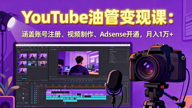 2025YouTube油管变现课：涵盖账号注册、视频制作、Adsense开通，月入1万+-众创网