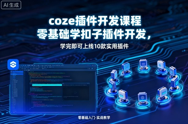 coze插件开发课程，零基础学扣子插件开发，学完即可上线10款实用插件-众创网