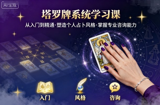 塔罗牌系统学习课，助你从入门到精通，塑造个人占卜风格，掌握专业咨询能力-众创网