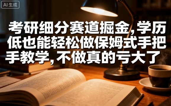 考研细分赛道掘金，日入1k+，学历低也能轻松做保姆式手把手教学，不做真的亏大了【揭秘】-众创网