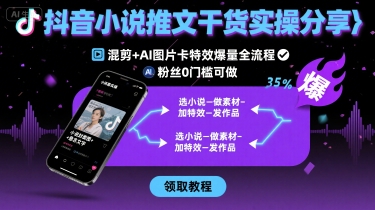 抖音小说推文干货实操分享，混剪+AI图片卡特效爆量全流程，0粉丝0门槛可做-众创网