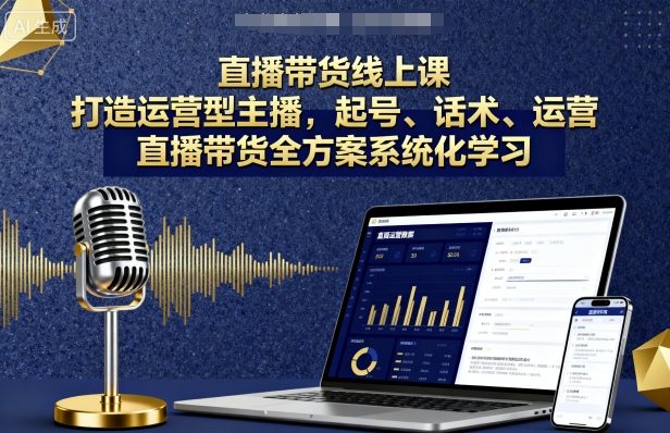 直播带货线上课，打造运营型主播，起号、话术、运营，直播带货全方案系统化学习-众创网