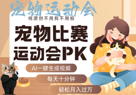 AI一键生成宠物比赛运动会PK视频，纯原创不用剪不用拍，每天十分钟，轻松月入过1W+-众创网