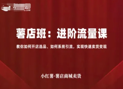 小红薯薯店商城卖货，进阶流量课，教你如何开店选品、如何系统引流，实现快速卖货变现-众创网