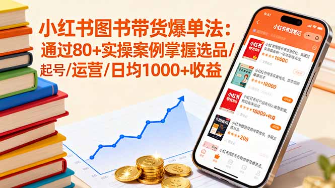 小红书图书带货爆单法：通过80+实操案例掌握选品/起号/运营/日均1000+收益-众创网