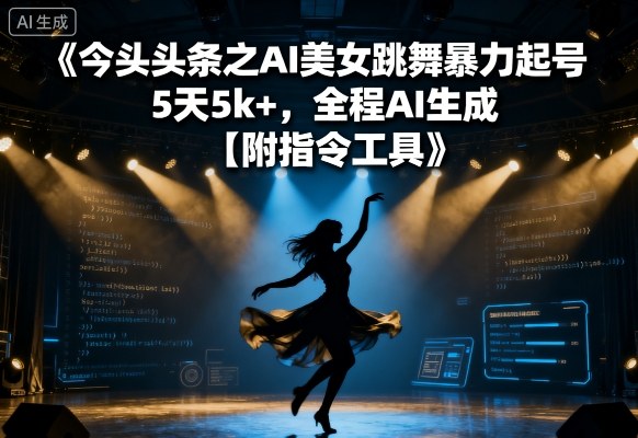 今日头条之AI美女跳舞暴力起号，5天1k+，全程AI生成【附指令工具】-众创网