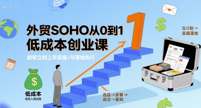 外贸SOHO从0到1低成本创业课，能够立刻上手实操与落地执行-众创网