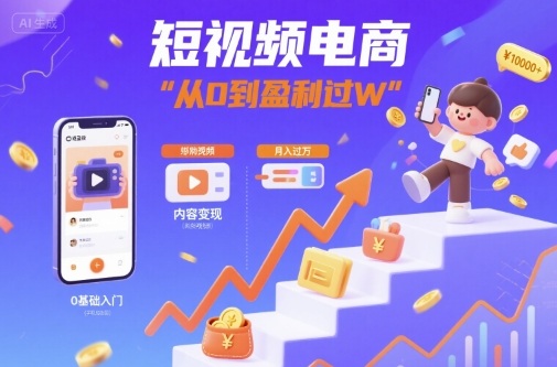 短视频电商：短视频变现从0到盈利过W-众创网