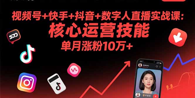 视频号+快手+抖音+数字人直播实战课(9月-众创网