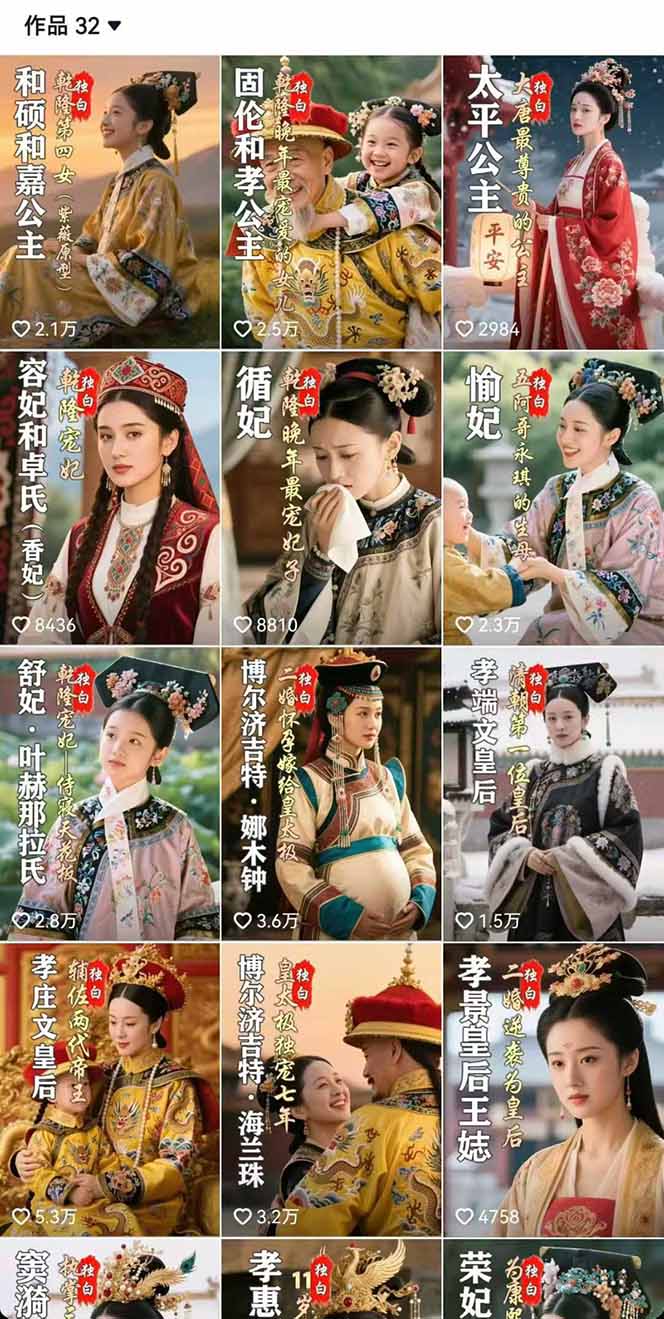 历史女性人物创作课：独白文案+AI克隆+蒙版剪辑，3个月涨粉22w+副业月入3w-众创网