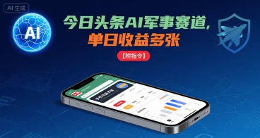 今日头条AI军事赛道，单日收益多张 ，手机可做【附指令】-众创网