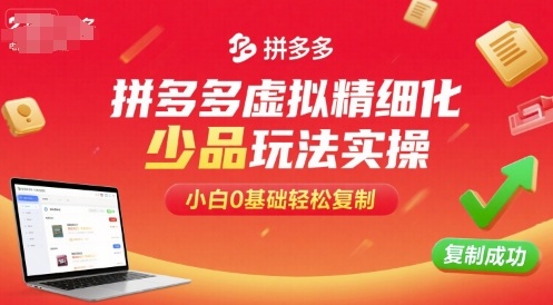 拼多多虚拟精细化少品玩法实操，小白0基础轻松复制-众创网