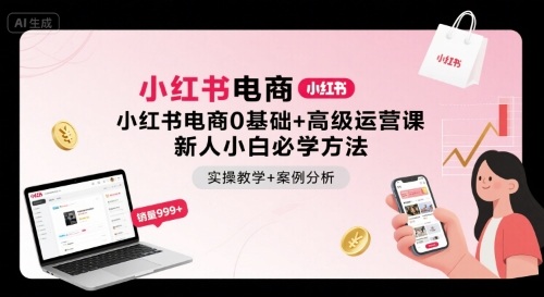 小红书电商0基础+高级运营课，新人小白必学方法，实操教学+案例分析-众创网