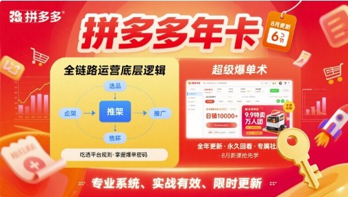 拼多多年卡【8月更新6节】拼多多全链路运营底层逻辑，超级爆单术-众创网