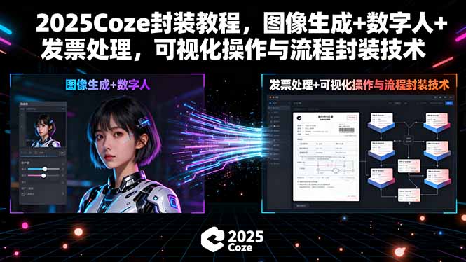 2025Coze封装教程，图像生成+数字人+发票处理，可视化操作与流程封装技术-众创网