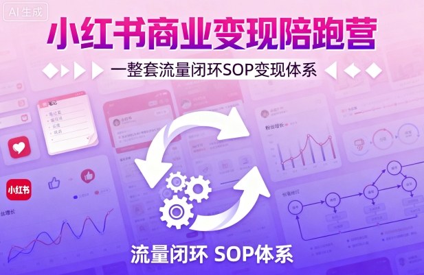 小红书商业变现陪跑营，轻IP矩阵 私域获客 聚光投流，一整套流量闭环SOP变现体系-众创网
